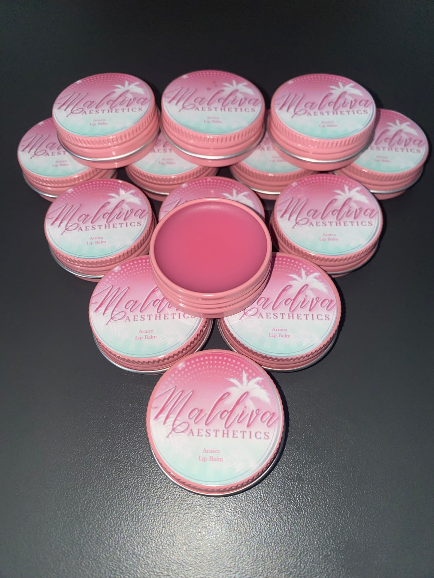100 PERSONALISED ARNICA LIP BALMS FOR CLIENT POST TREATMENT AFTERCARE