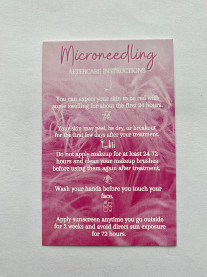 25 MICRONEEDLING POST TREATMENT AFTERCARE CARDS - MULTIPLE TREATMENT & COLOUR OPTION CHOICES