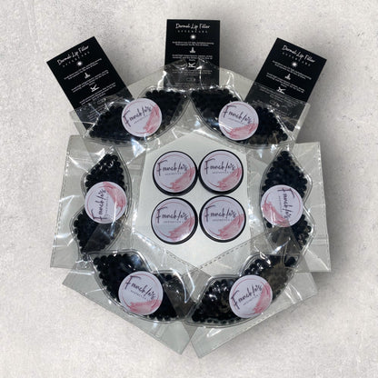 BUNDLE 25 EACH OF CUSTOMISED ARNICA LIP BALMS, LIP COMPRESSES & AFTERCARE CARDS