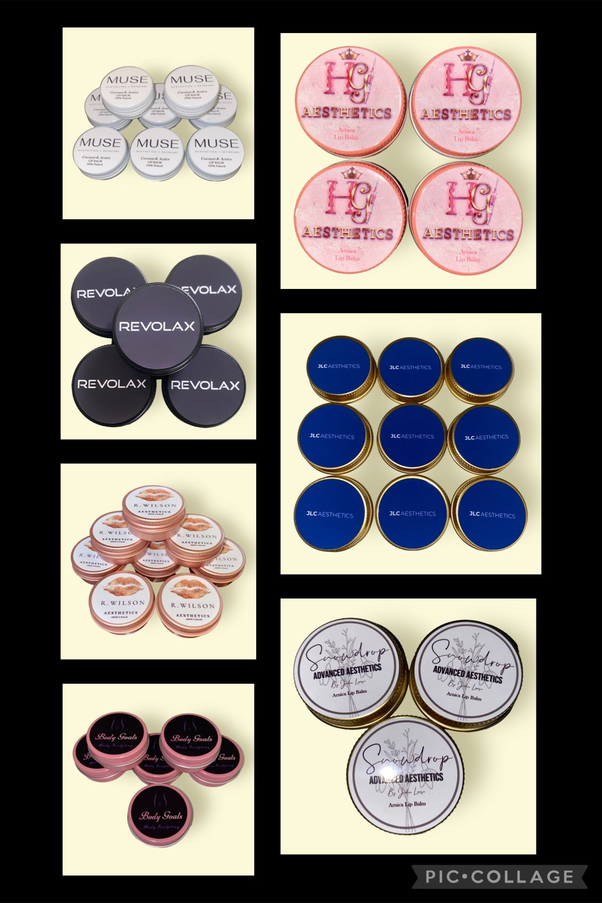 BUNDLE 25 EACH OF CUSTOMISED ARNICA LIP BALMS, LIP COMPRESSES & AFTERCARE CARDS